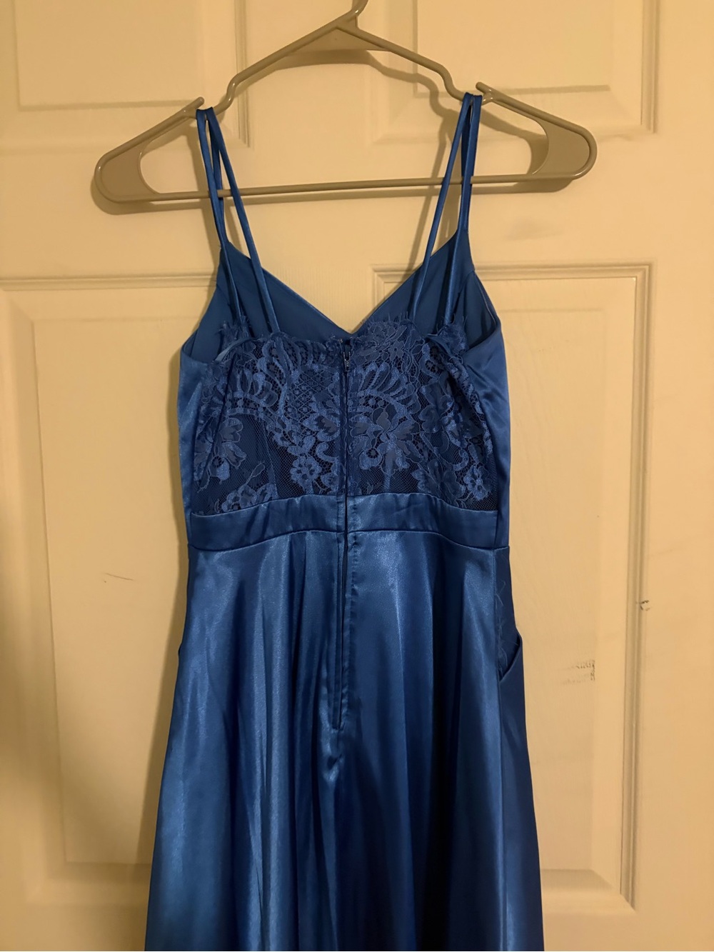 Blue Lace Satin Slip Dress - Women Intimates & Sleepwear